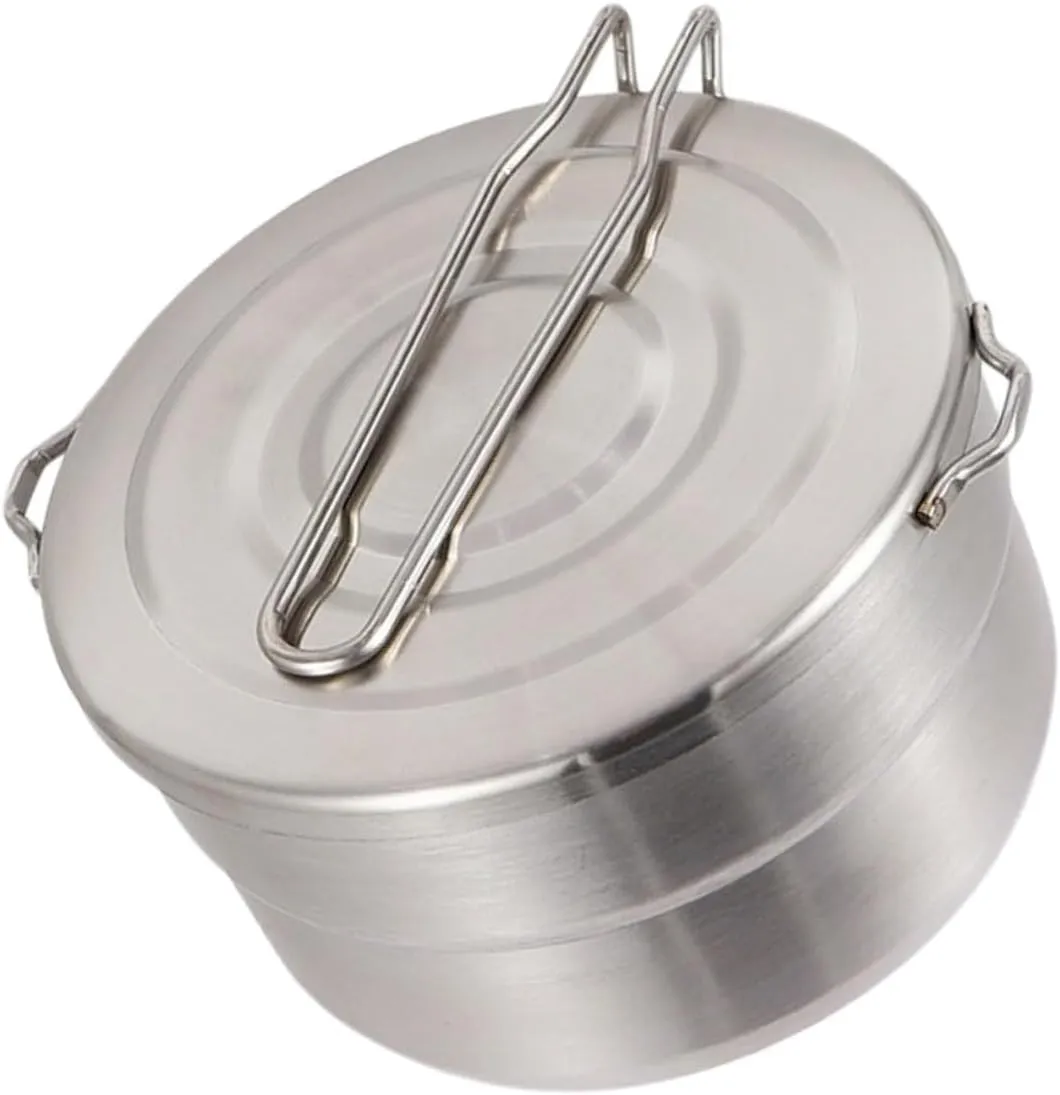 BESPORTBLE Stainless Steel Bento Pot Large Foldable Include Camper Outdoor Mess Induction Folding Reusable Grilling Cookers Hike Camping Intended Boil Portable Cookware Hiking Pot Silver