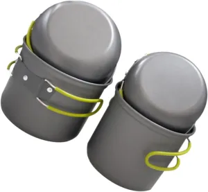 BESTonZON 1Set Portable Camping Cookware for People Durable Thermal Insulation Cooking Pot with Skid Handle for Outdoor Picnic and Campfire Cooking