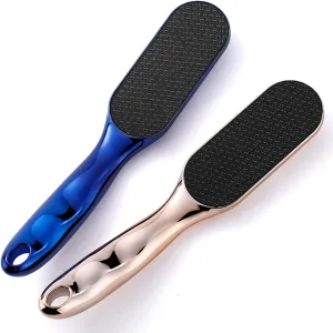 Beyond The Cream Foot File Nano Glass for Foot Care Remove Hard Skin, Long Handle Callus Dead Skin Remover, Professional Pedicure Tool for Smooth Feet Safe (Gold Blue)