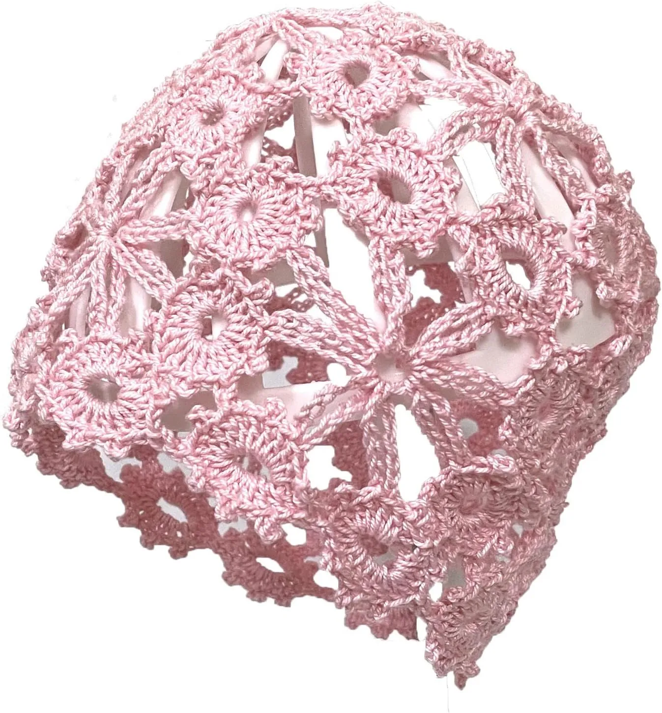 BIBITIME Women Lace Crochet Beanie Hat Handmade Knitted Cutout Floral Skull Cap