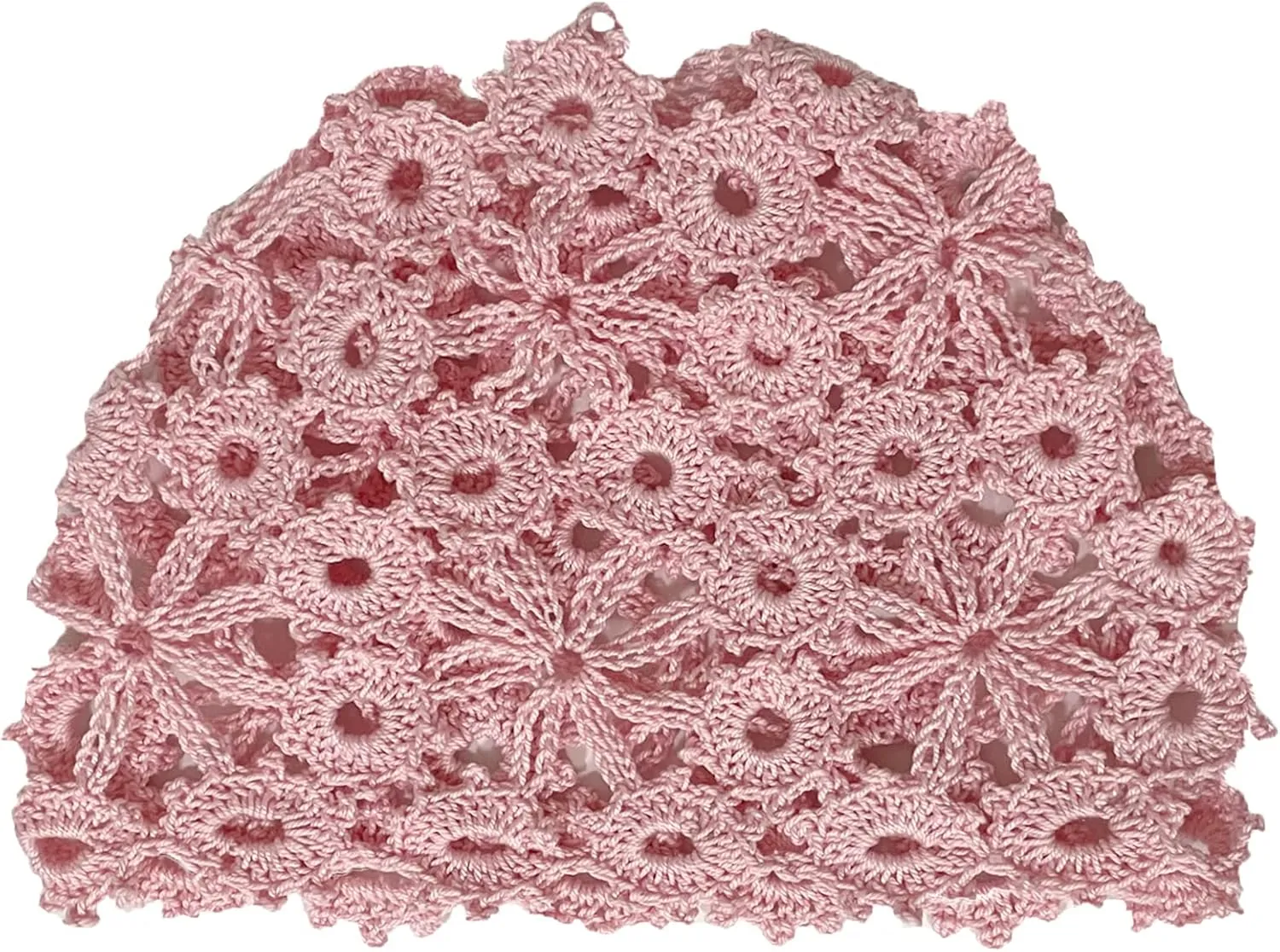 BIBITIME Women Lace Crochet Beanie Hat Handmade Knitted Cutout Floral Skull Cap