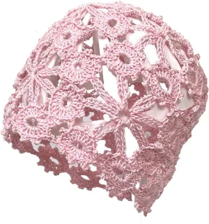 BIBITIME Women Lace Crochet Beanie Hat Handmade Knitted Cutout Floral Skull Cap