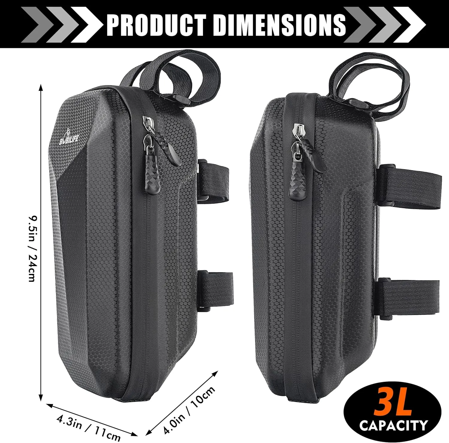 Bike and Scooter Handlebar Bag - Front Bar Hanging Bag Waterproof EVA Hard Shell Storage Bag Compatible with All Kinds of Scooters, Mountain Bikes, Road Bikes, E-Bikes, Motorcycles