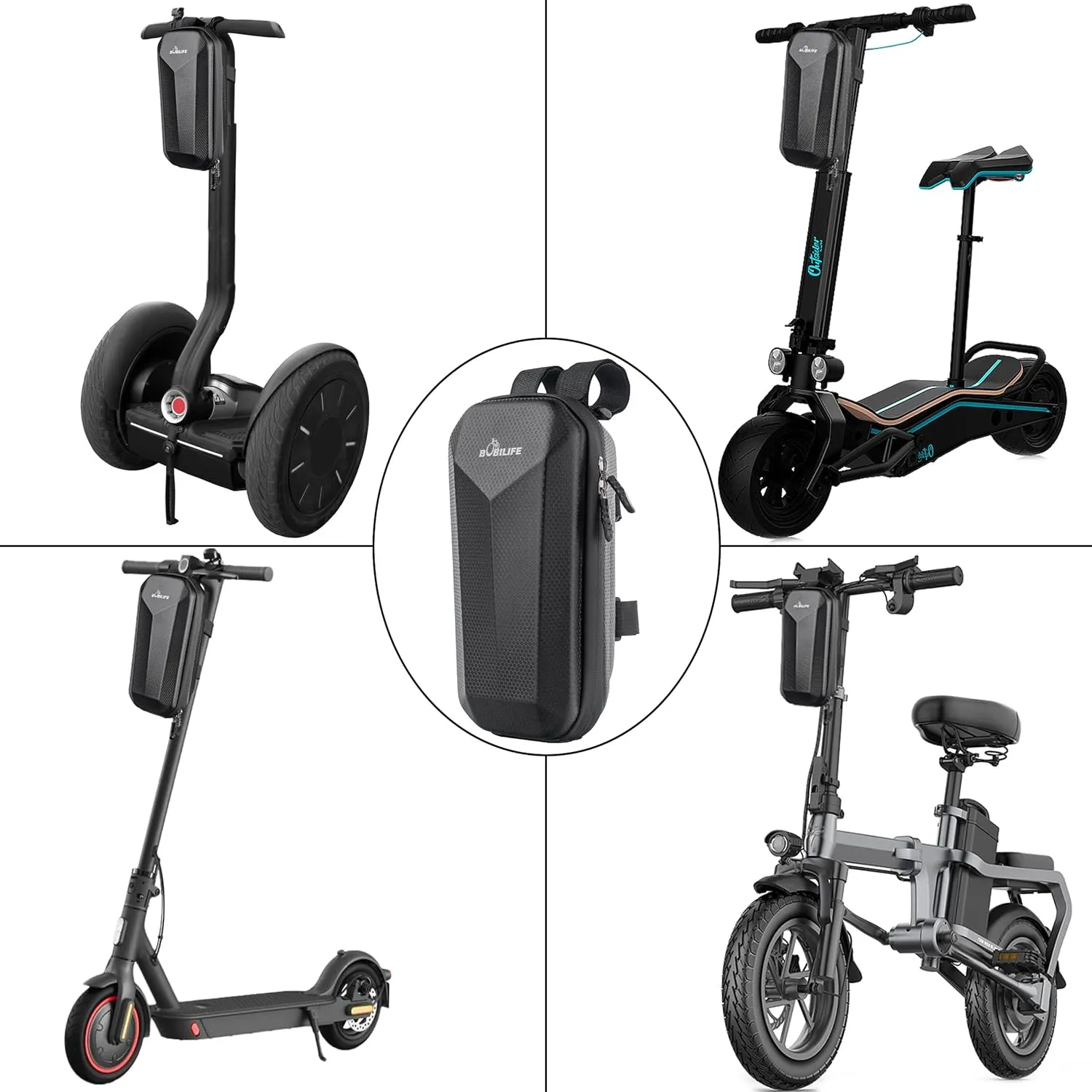 Bike and Scooter Handlebar Bag - Front Bar Hanging Bag Waterproof EVA Hard Shell Storage Bag Compatible with All Kinds of Scooters, Mountain Bikes, Road Bikes, E-Bikes, Motorcycles