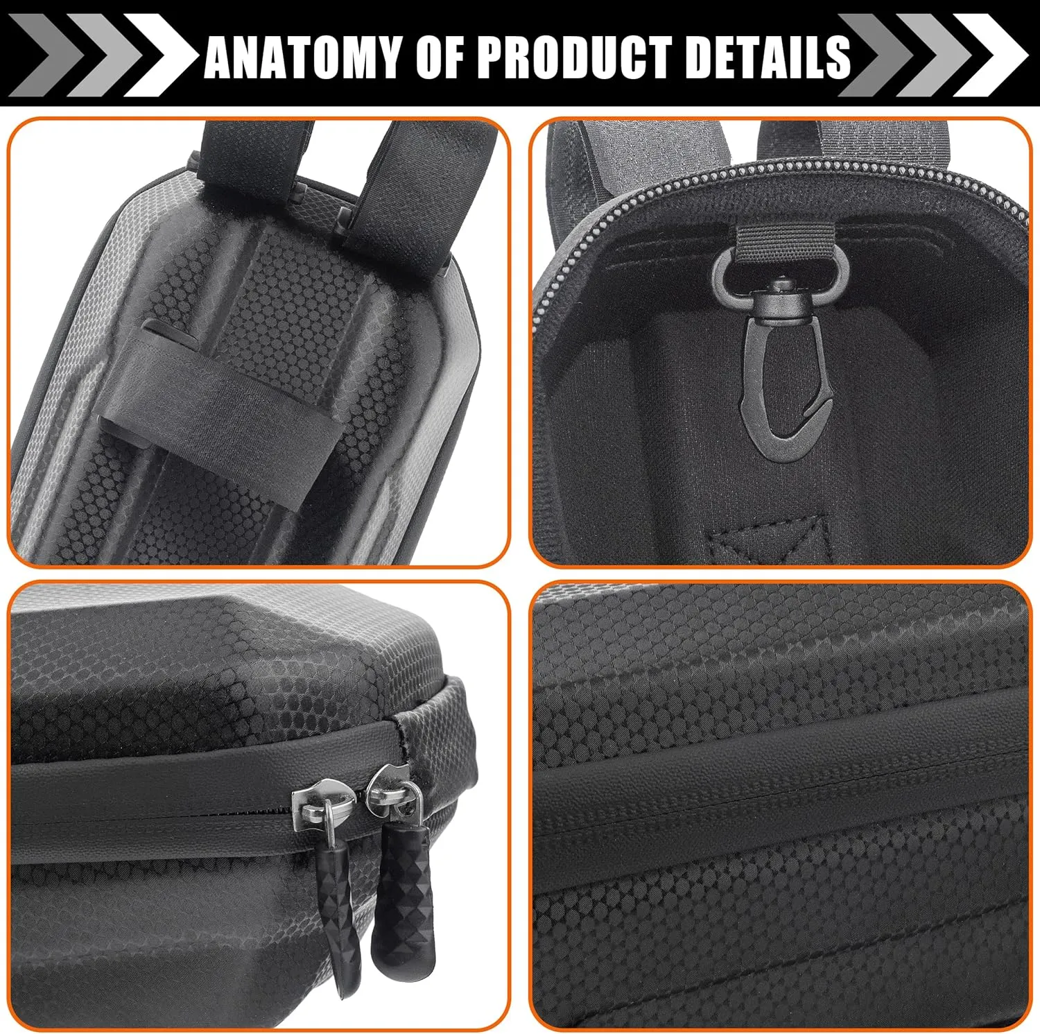 Bike and Scooter Handlebar Bag - Front Bar Hanging Bag Waterproof EVA Hard Shell Storage Bag Compatible with All Kinds of Scooters, Mountain Bikes, Road Bikes, E-Bikes, Motorcycles
