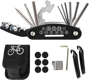 Bike Puncture Repair Kit,for Mountain/Road Bicycle Portable Multifunction Emergency Maintenance All in One Tool,Perfect Road Bike Accessories Or Great Gift Choice for Boys and Men,Set