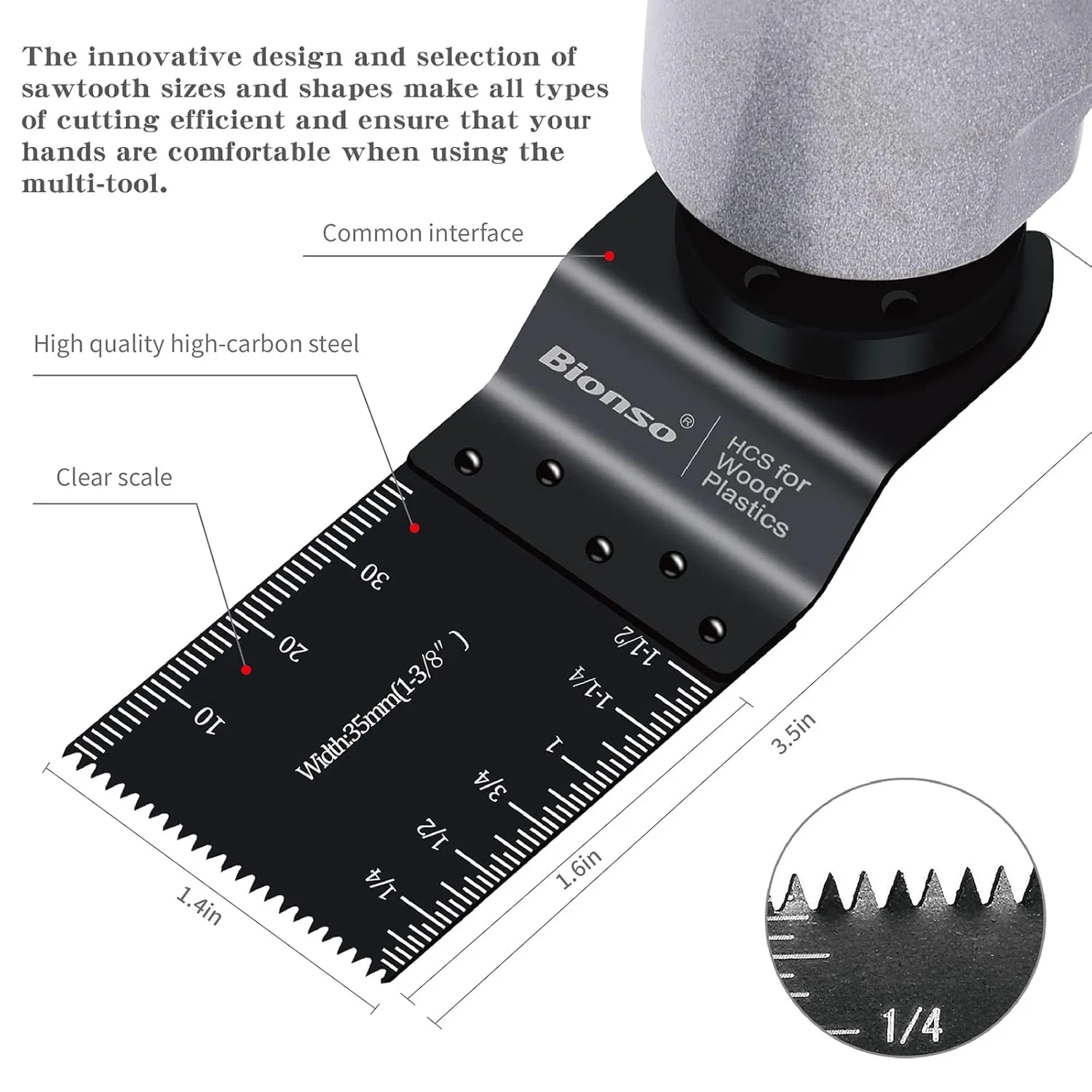 Bionso 55PCS Oscillating Saw Blades, Professional Universal Titanium Multitool Blades for Wood Plastics Metal, Quick Release Multi Tool Kits Fit Dewalt Ryobi Milwaukee Rockwell Fein Makita