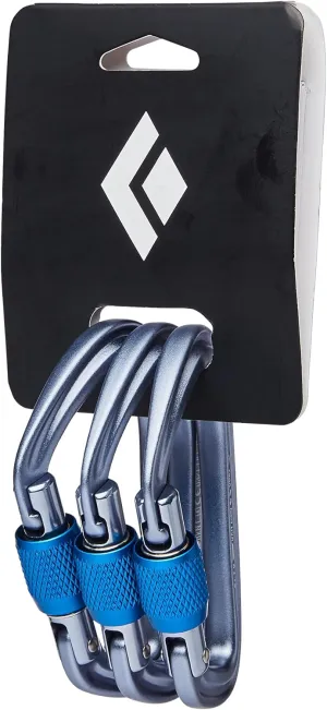 BLACK DIAMOND Hotforge Screwgate Locking Carabiner 3 Pack for Rock Climbing, Mountaineering, Camping, Outdoor,