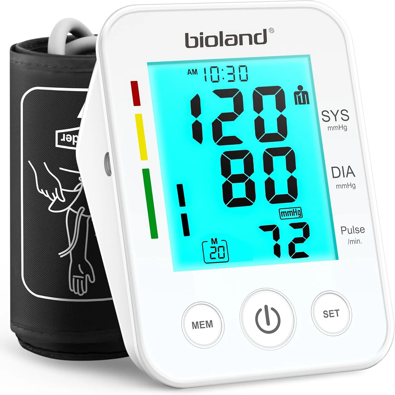 Blood Pressure Monitor Upper Arm Large Cuff, Backlit Large LCD Screen, Automatic Digital Blood Pressure Machine, Adjustable BP Cuff, BPM Model - 2008