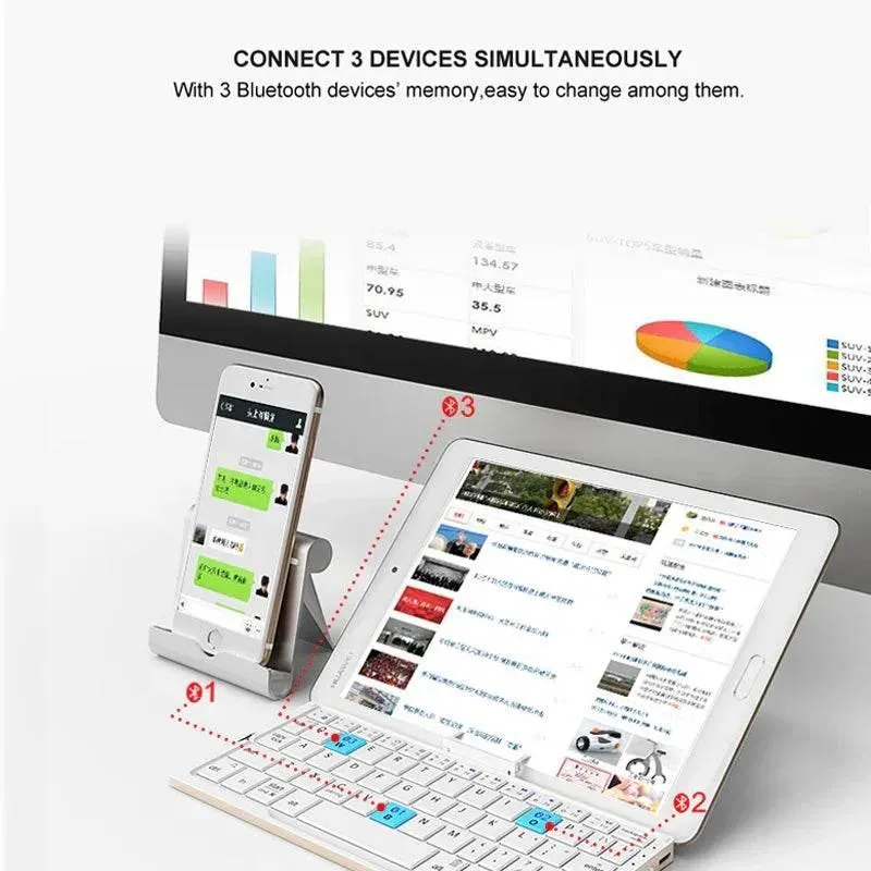 Bluetooth Foldable Keyboard - Wireless Multi-Device Portable Typing Solution