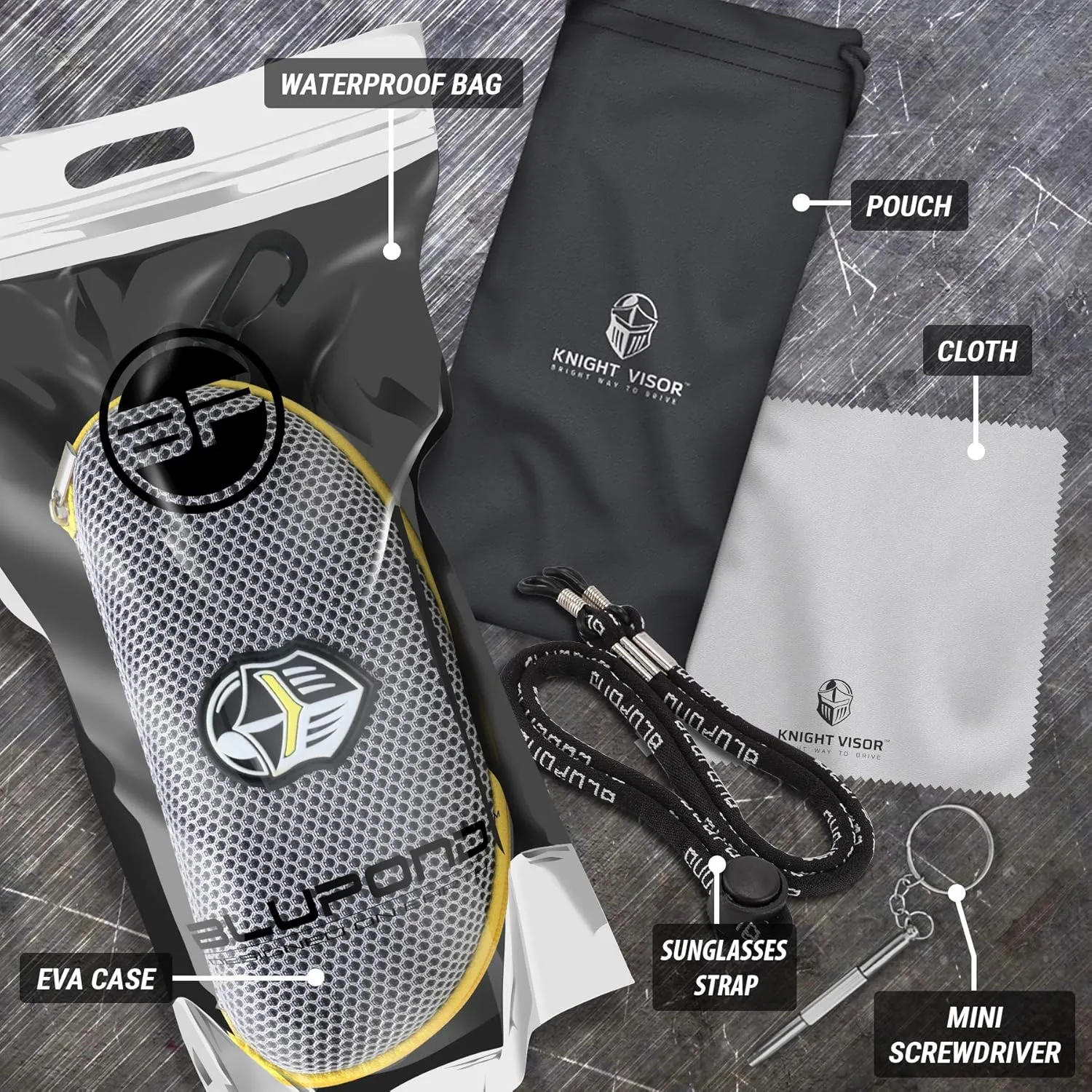 BLUPOND Large Sunglasses Case with Metal Carabiner & Zipper - EVA Semi Hard Frame Glasses Case for Men & Women