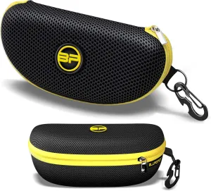BLUPOND Large Sunglasses Case with Metal Carabiner & Zipper - EVA Semi Hard Frame Glasses Case for Men & Women