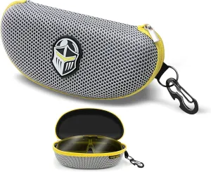 BLUPOND Large Sunglasses Case with Metal Carabiner & Zipper - EVA Semi Hard Frame Glasses Case for Men & Women