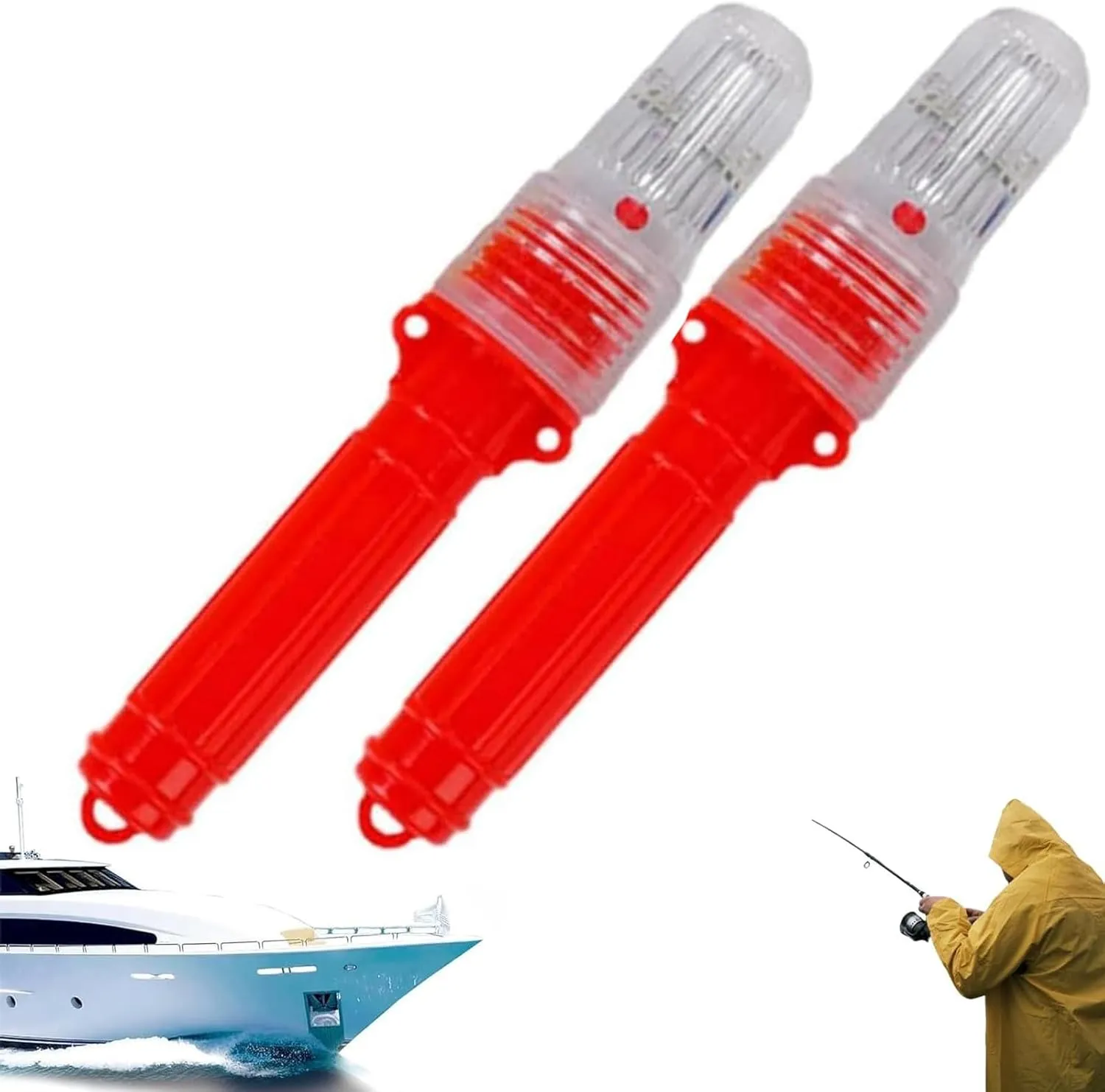 Boat Flares Coast Guard Approved Marine, Boat Flares, Visual Distress Signals at Sea, Intelligent Light Waterproof Emergency Flares for Fishing Nets, Buoys & Boats (2*Red)