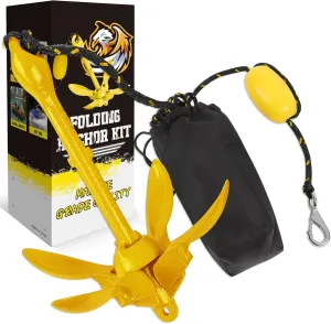 Boat Kayak Anchor Kit 40ft Rope & Storage Bag - Accessories for Kayaks, Canoes, SUP Boards, Small Boats, Jet Skis & PWCs