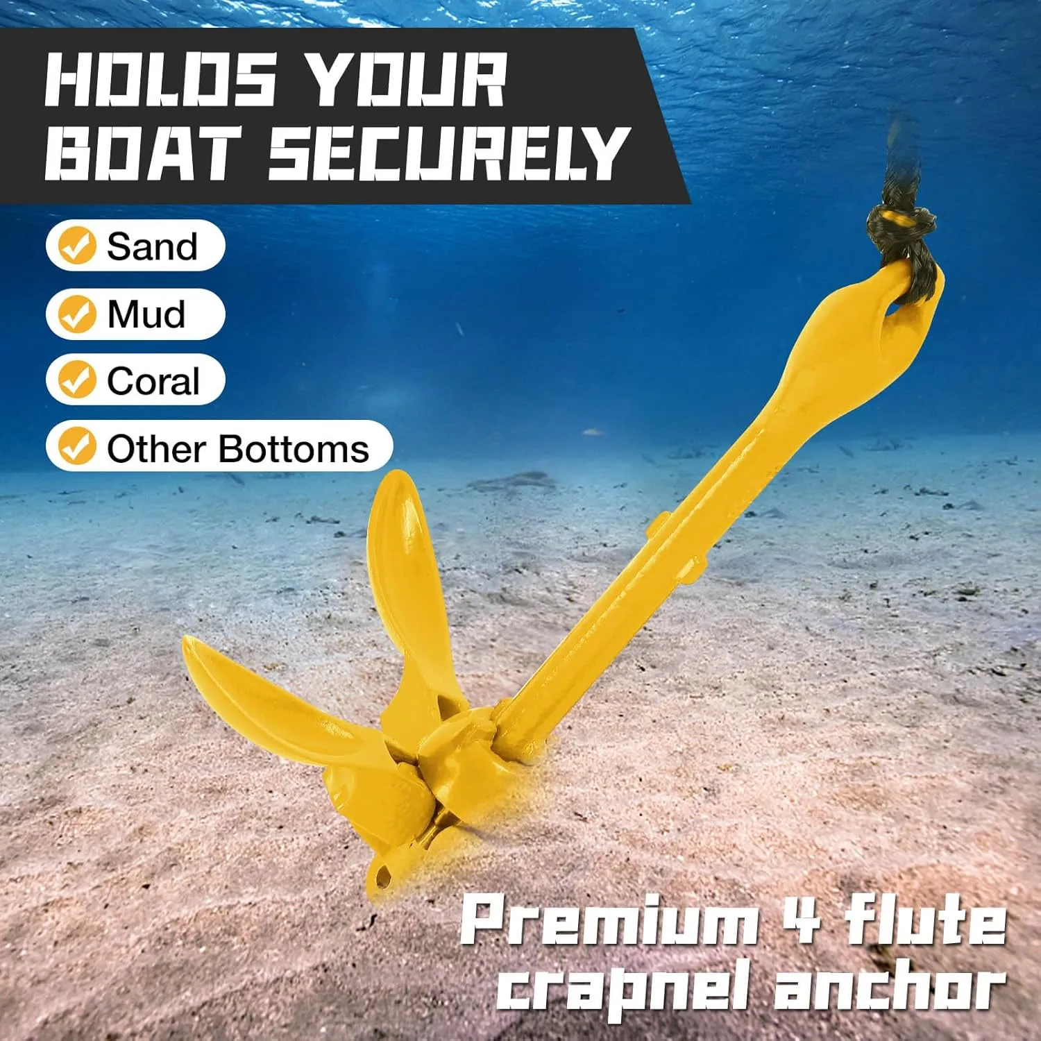 Boat Kayak Anchor Kit 40ft Rope & Storage Bag - Accessories for Kayaks, Canoes, SUP Boards, Small Boats, Jet Skis & PWCs