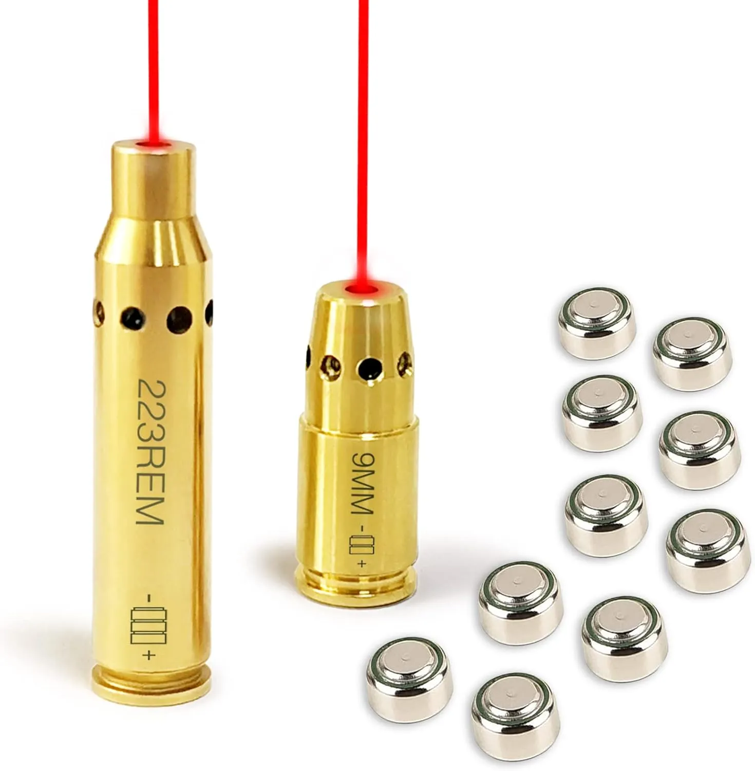 Bore Sight 9mm/.40 S&W/45ACP/223REM Laser Sight Red Dot Boresighter with 9pcs Batteries