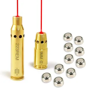 Bore Sight 9mm/.40 S&W/45ACP/223REM Laser Sight Red Dot Boresighter with 9pcs Batteries