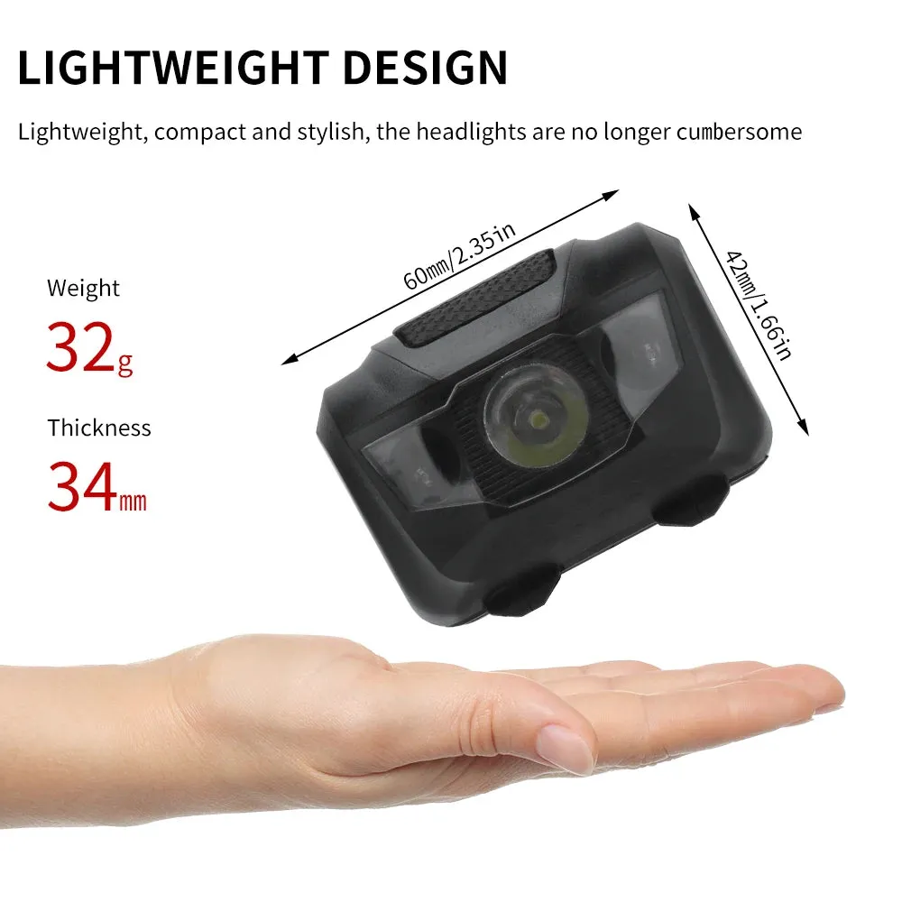 BORUIT 3W Mini Headlamp 400lm AAA Battery Red Light Waterproof Torch for Outdoors