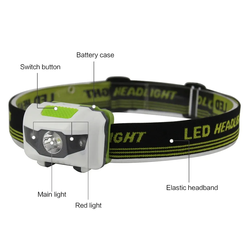 BORUIT Mini LED Headlamp AAA Powered 3W Lightweight Red Light Torch for Camping