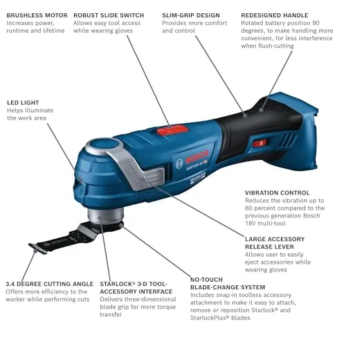 BOSCH GOP18V-34N 18V Brushless StarlockPlus® Oscillating Multi-Tool (Bare Tool)