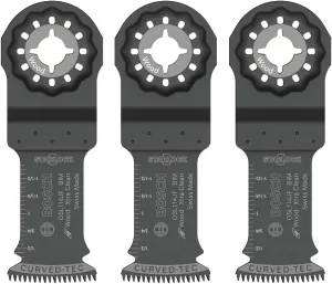 BOSCH OSL114JF-3 3-Pack 1-1/4 in. Starlock Oscillating Multi Tool Wood Curved-Tec Bi-Metal Xtra-Clean Plunge Cut Blades for Applications in Cutting Wood, Hardwood, Laminate