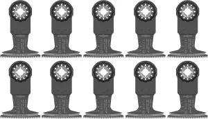 BOSCH OSL212JF-10 10-Pack 2-1/2 In. Starlock Oscillating Multi Tool Wood Curved-Tec Bi-Metal Xtra-clean Plunge Cut Blades for Applications in Cutting Hardwood