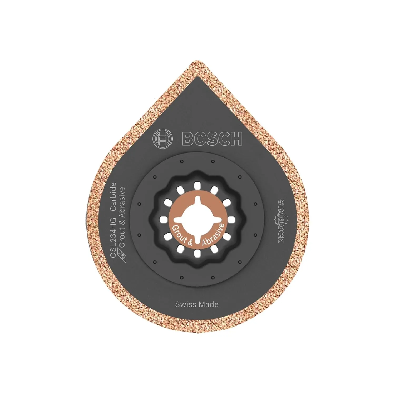 BOSCH OSL234HG 1-Piece 2-3/4 in. x 1/8 in. Starlock Oscillating Multi Tool Grout & Abrasive Carbide Grit Hybrid Grout Blade for Grinding & Rasping Applications