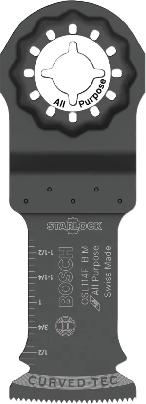 BOSCH OSM114F 1-1/4 In. StarlockMax Oscillating Multi Tool All Purpose Bi-Metal Plunge Cut Blade for Extreme-Duty Applications in Wood, Wood with Nails, Drywall, PVC, Metal (Nails and Staples)