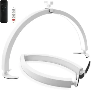 BQAN Half Moon Light for Nail Desk, 29" 40W Professional Nails Table Tech Lamp with Phone Holder & Controller & Remote, Lash Light for Eyelash Tech, Makeup, Tattoo, Spa, Salon