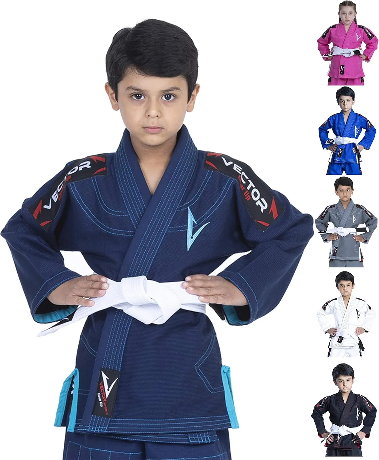 Brazilian BJJ Gi Jiu Jitsu Gi for Child Kids Gi Uniform Durable Pant & Jacket 100% Cotton with Free Belt