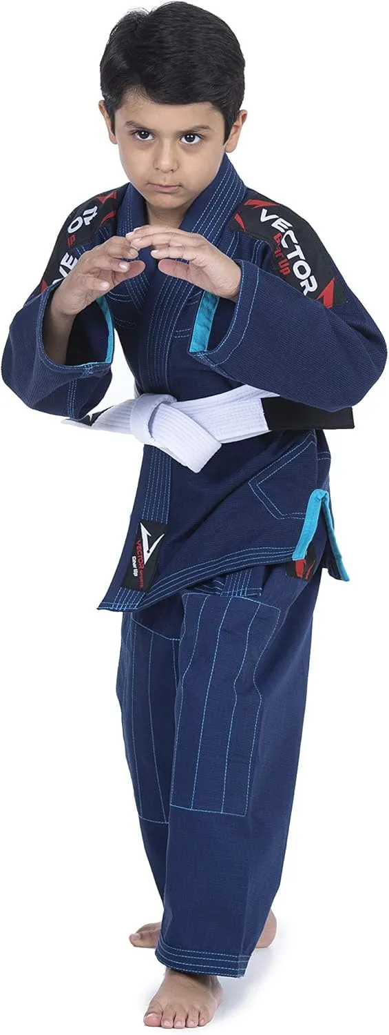 Brazilian BJJ Gi Jiu Jitsu Gi for Child Kids Gi Uniform Durable Pant & Jacket 100% Cotton with Free Belt