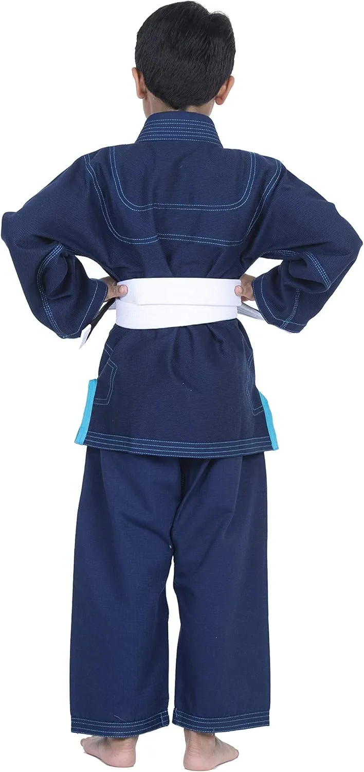 Brazilian BJJ Gi Jiu Jitsu Gi for Child Kids Gi Uniform Durable Pant & Jacket 100% Cotton with Free Belt