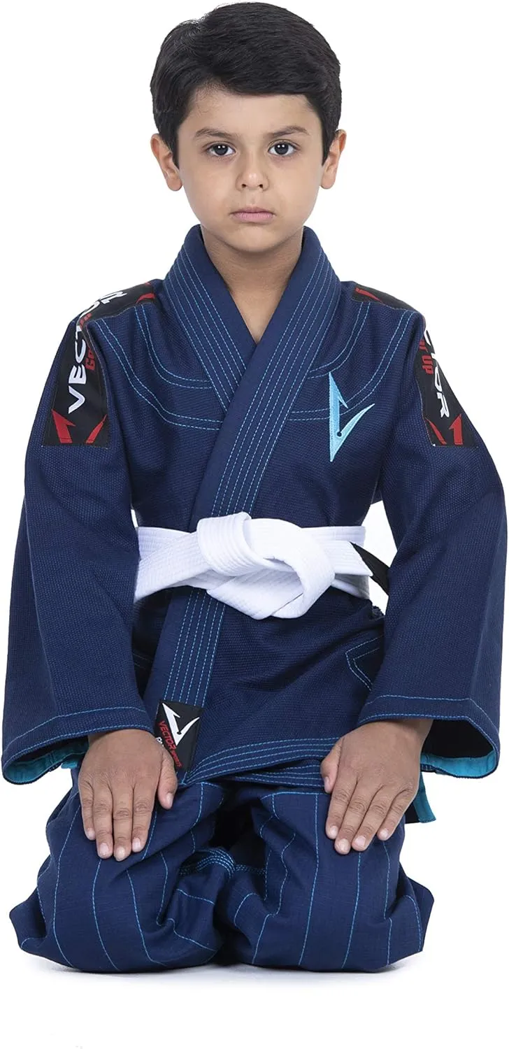 Brazilian BJJ Gi Jiu Jitsu Gi for Child Kids Gi Uniform Durable Pant & Jacket 100% Cotton with Free Belt