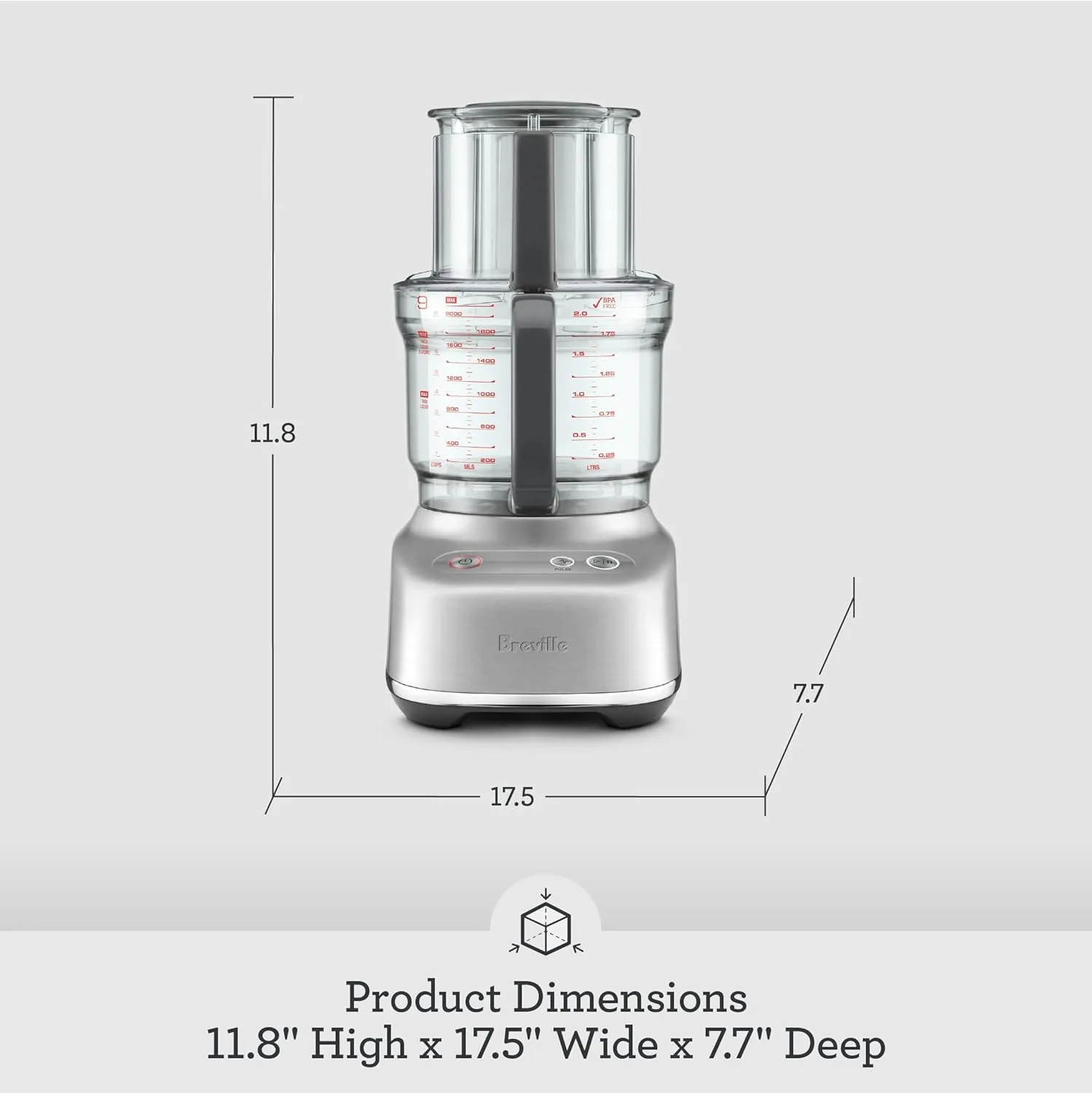 Breville BFP638 Paradice 9 Cup Food Processor and Dicer, Small, Brushed Stainless Steel
