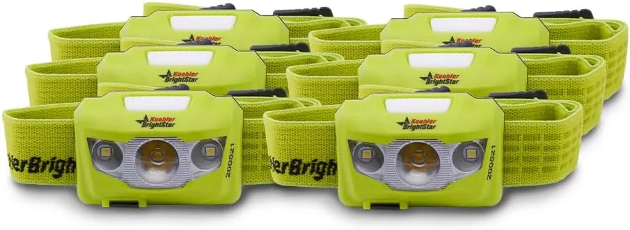 Bright Star LED Headlamp 6-Pack Bundle – Intrinsically Safe, Multi-Mode Lighting, IPX4 Water-Resistant, Long-Lasting, Hands-Free, Includes KBS Power Batteries