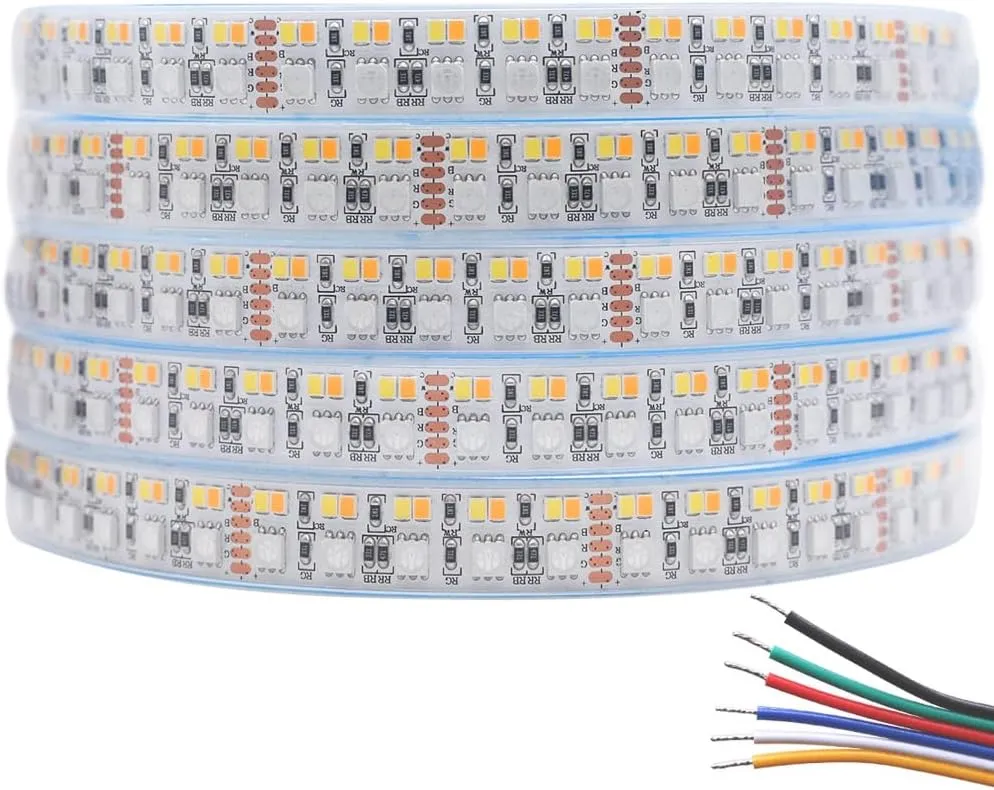 Brightest RGB CCT LED Strip Lights Outdoor Waterproof IP67 Color Changing 24V 270LEDs/m Super Bright RGBWW LED Strip 16.4ft (DC24V Waterproof IP67)
