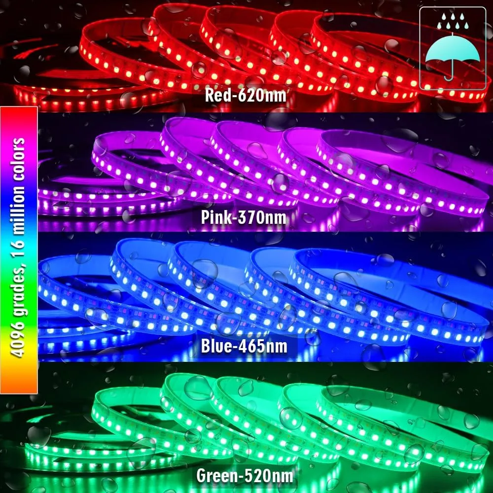 Brightest RGB CCT LED Strip Lights Outdoor Waterproof IP67 Color Changing 24V 270LEDs/m Super Bright RGBWW LED Strip 16.4ft (DC24V Waterproof IP67)