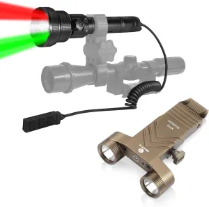 Brinyte T28 Red Green White Zoomable Hunting Light Bundle XP22 Dual Lens Weapon Light