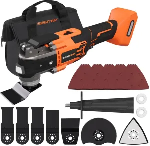 Brushless Oscillating Tool Compatible for DEWALT Battery,6 Variable Speed Cordless Oscillating Multi-Tool with LED Light, Carrying Case for Cutting, Scraping, Sanding, Tool Only without Battery