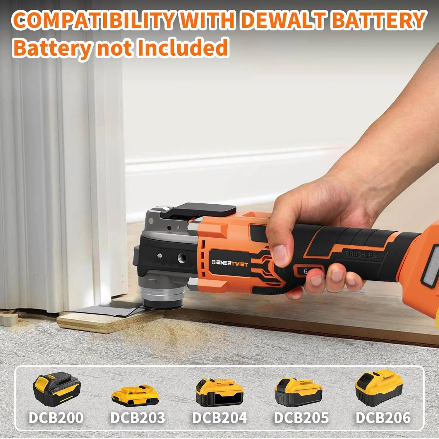 Brushless Oscillating Tool Compatible for DEWALT Battery,6 Variable Speed Cordless Oscillating Multi-Tool with LED Light, Carrying Case for Cutting, Scraping, Sanding, Tool Only without Battery