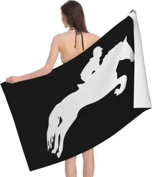 bsapp Horse Show Jumping Beach Towel Super Large Quick-Drying Absorbent Bath Towel