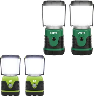 Bundle – 2 Items: LE LED Camping Lantern, Battery Powered LED with 1000LM & Lepro LED Camping Lantern, Mini Camping Lantern, 350LM, 4 Light Modes