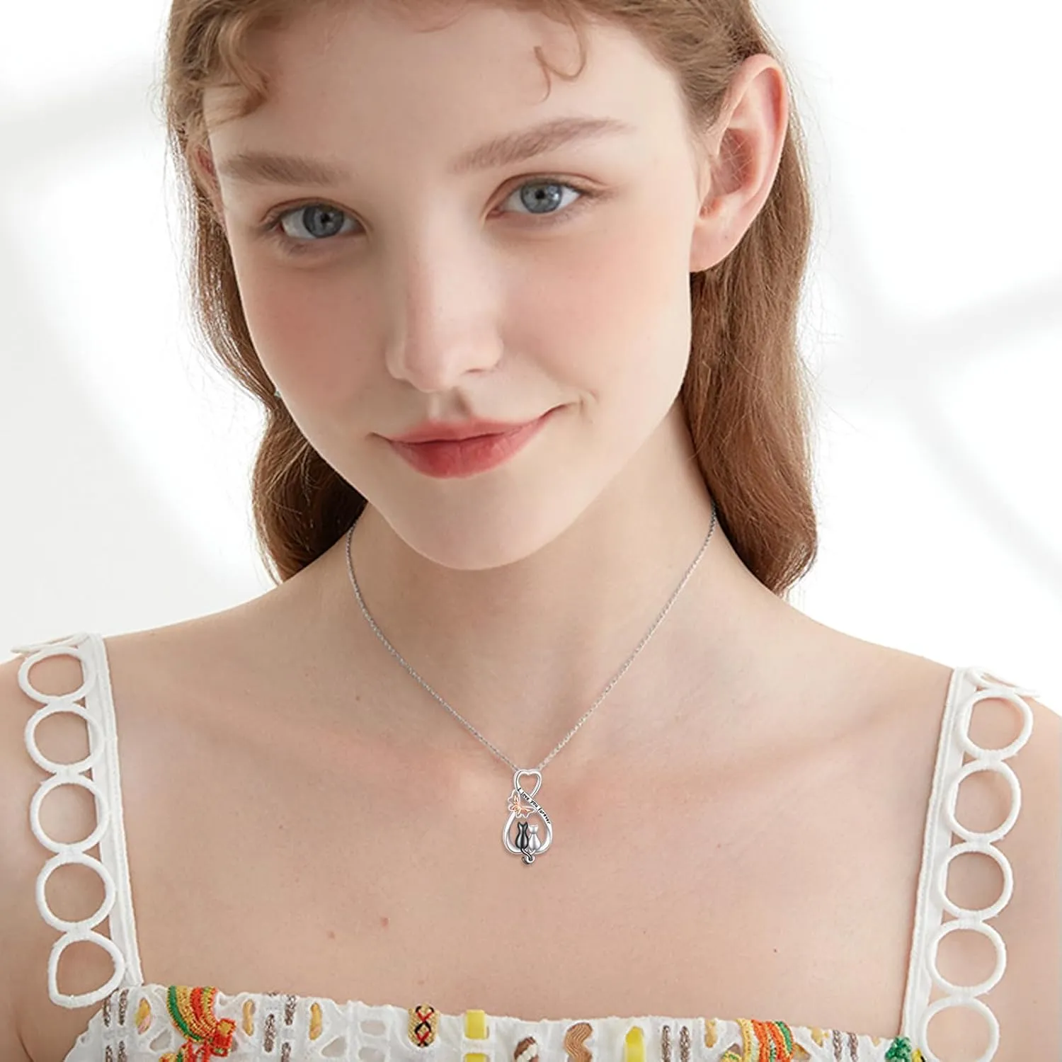 Bunny/Cat Necklace S925 Sterling Silver Animal Pendant Necklaces I Love You Forever Jewelry Gifts for Women Lover