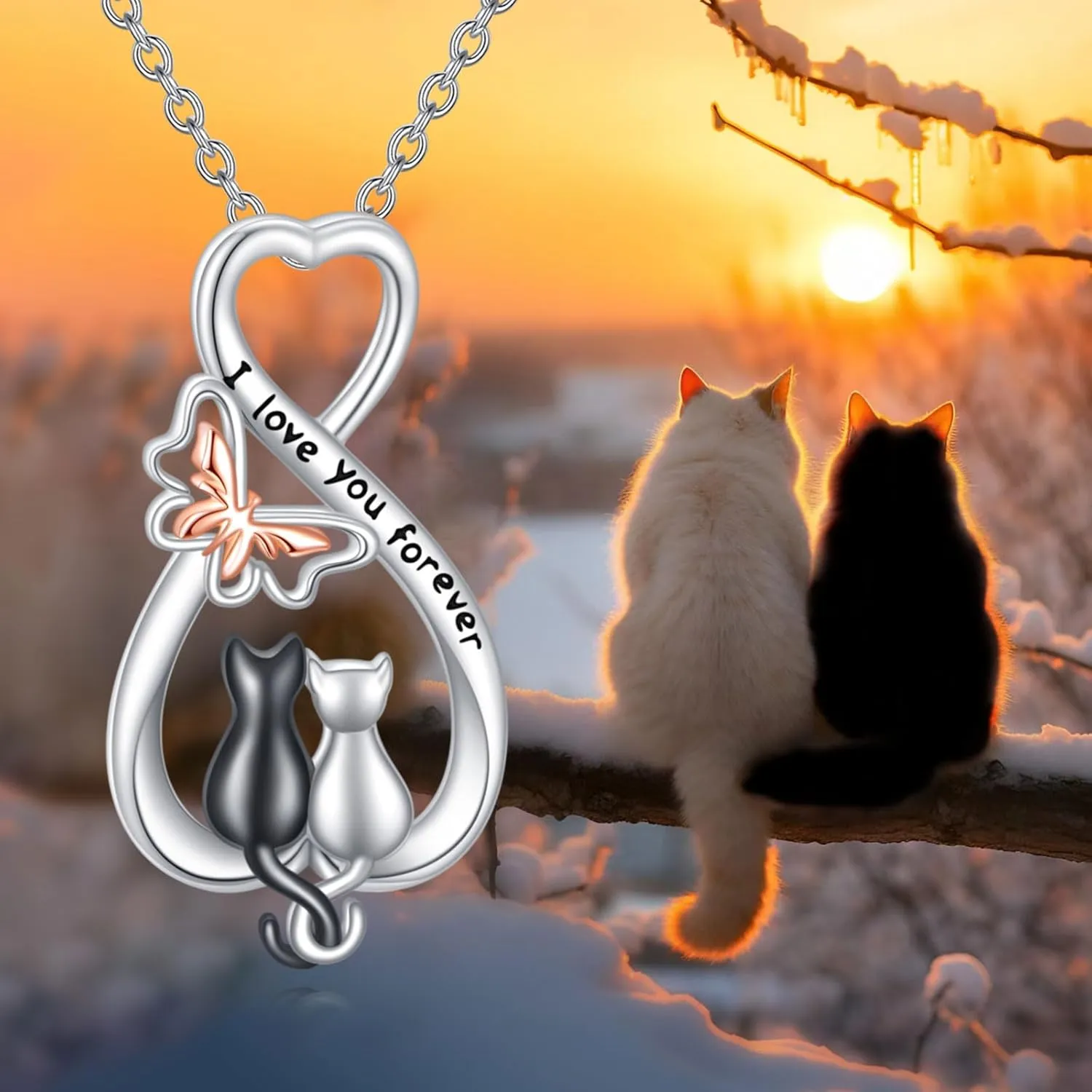 Bunny/Cat Necklace S925 Sterling Silver Animal Pendant Necklaces I Love You Forever Jewelry Gifts for Women Lover