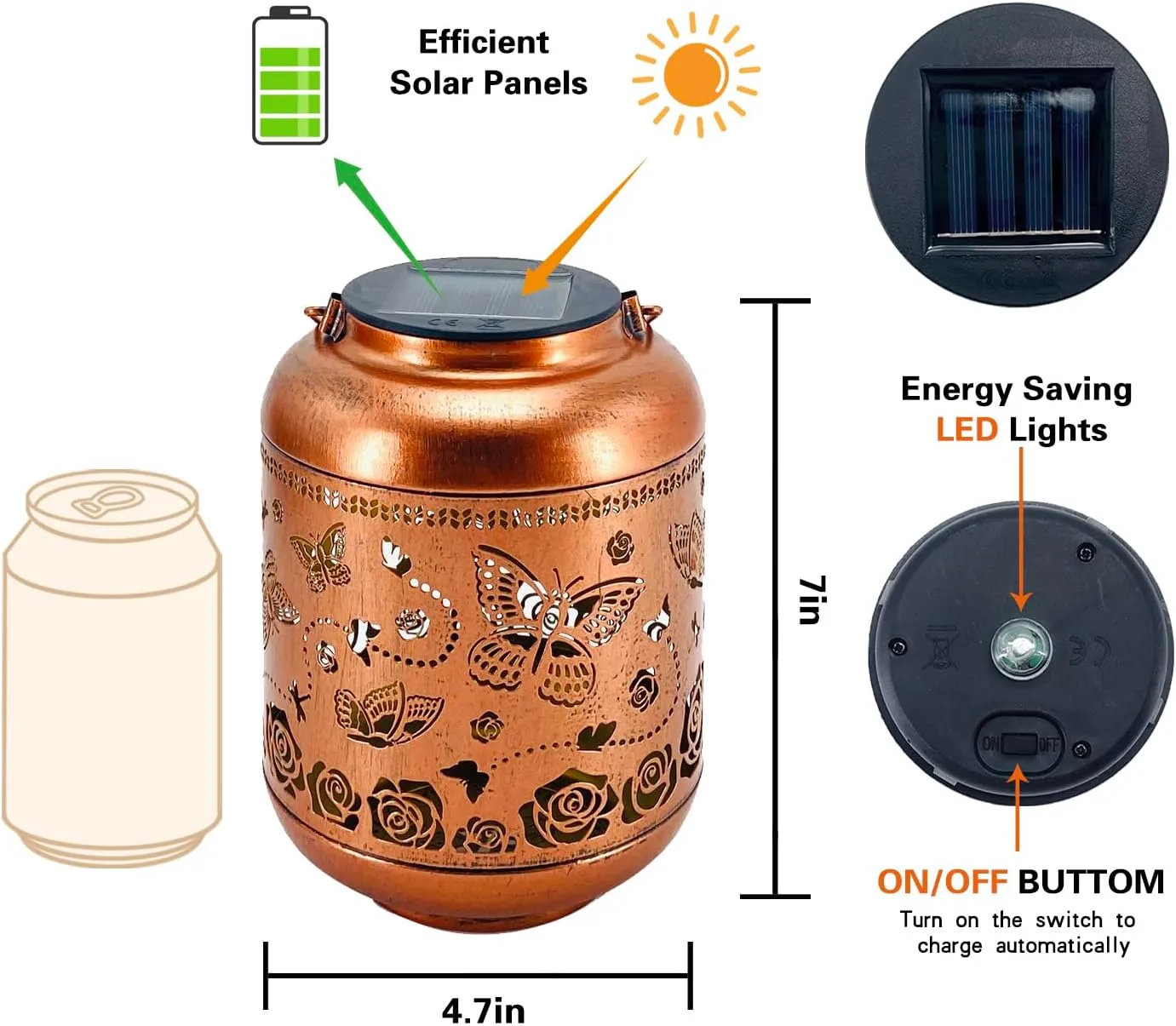 Butterfly Solar Lanterns Outdoor Waterproof Hanging Solar Lights Butterfly Gifts for Women Men Metal Decorative LED Butterflies Lanterns for Yard, Patio, Lawn, Tabletop, Landscape Pathway Garden Decor