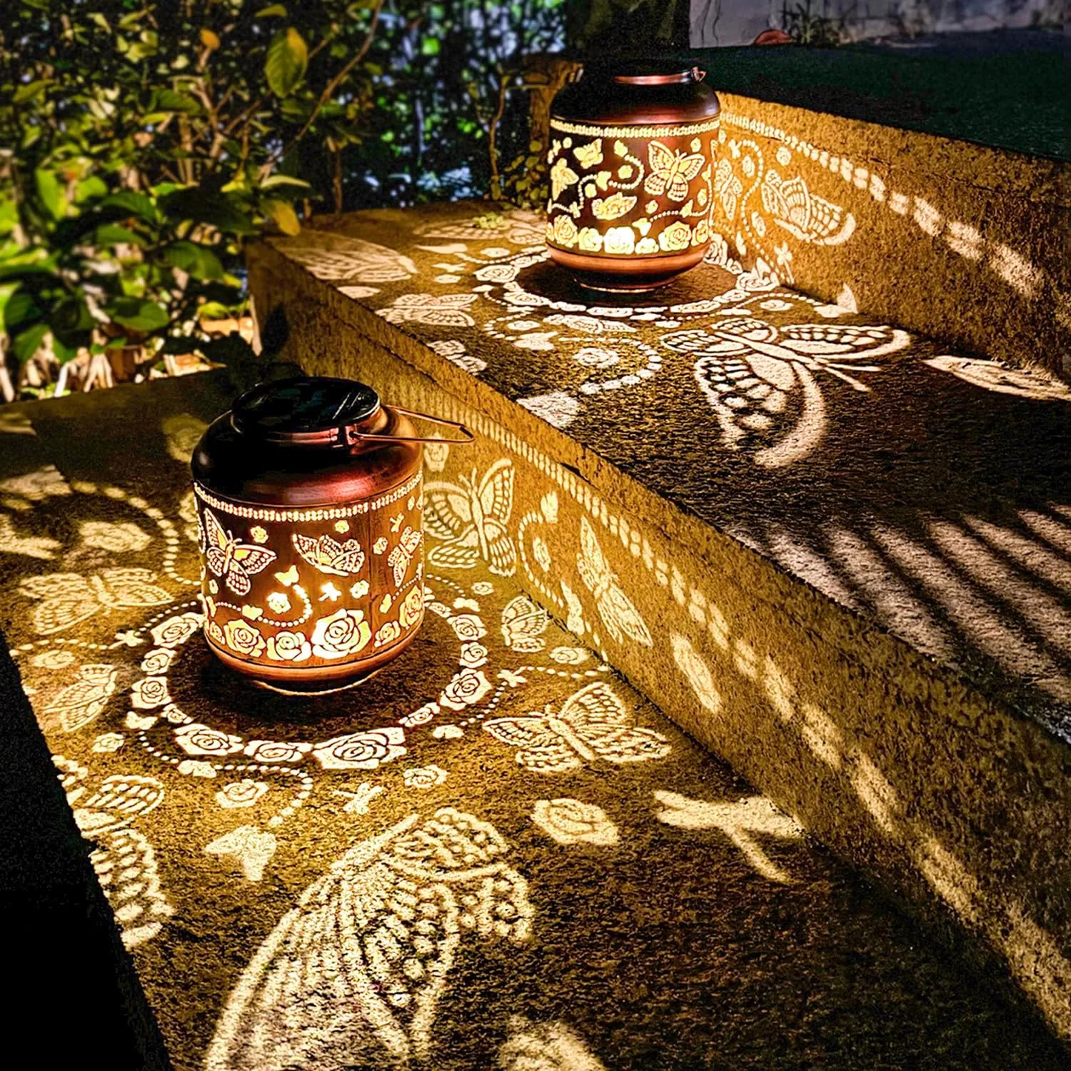 Butterfly Solar Lanterns Outdoor Waterproof Hanging Solar Lights Butterfly Gifts for Women Men Metal Decorative LED Butterflies Lanterns for Yard, Patio, Lawn, Tabletop, Landscape Pathway Garden Decor