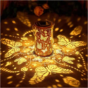 Butterfly Solar Lanterns Outdoor Waterproof Hanging Solar Lights Butterfly Gifts for Women Men Metal Decorative LED Lanterns for Garden Decor,Yard,Patio,Lawn,Tabletop,Pathway,Landscape