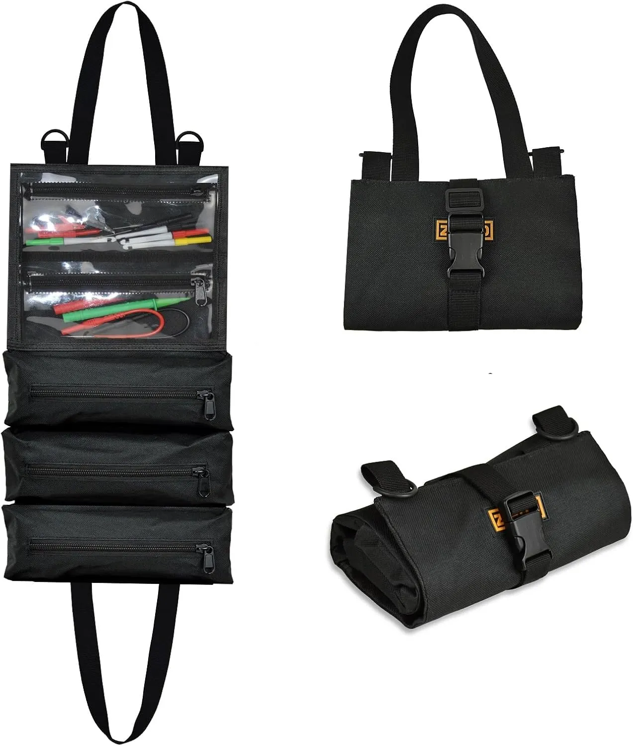 C20 Heavy Duty Portable Foldable Roll Up Tool Bag Organizer, Industrial Multimeter Accessories bag Fits FLUKE, Amprobe, Fieldpiece, Extech, Hioki, SANWA, Klein Tools Test Leads