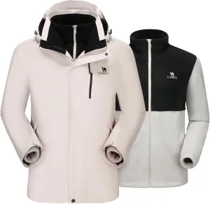 CAMEL 3 in 1 Winter Jackets for Men - Waterproof Ski Jacket with Fleece Jacket - Insulated Coat for Cold Weather